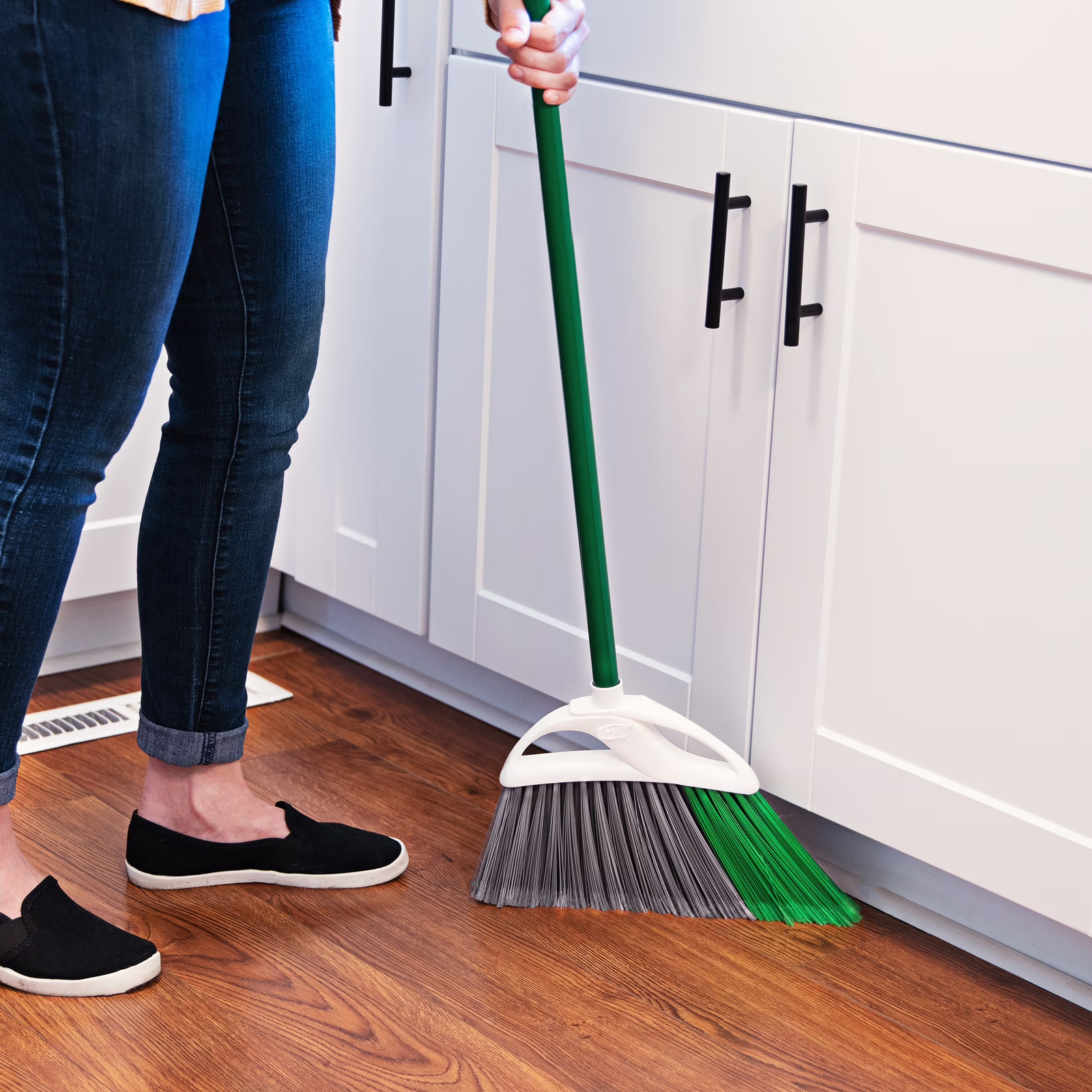 Angle Broom and Dustpan Set with Steel Handle for Indoor Outdoor Use