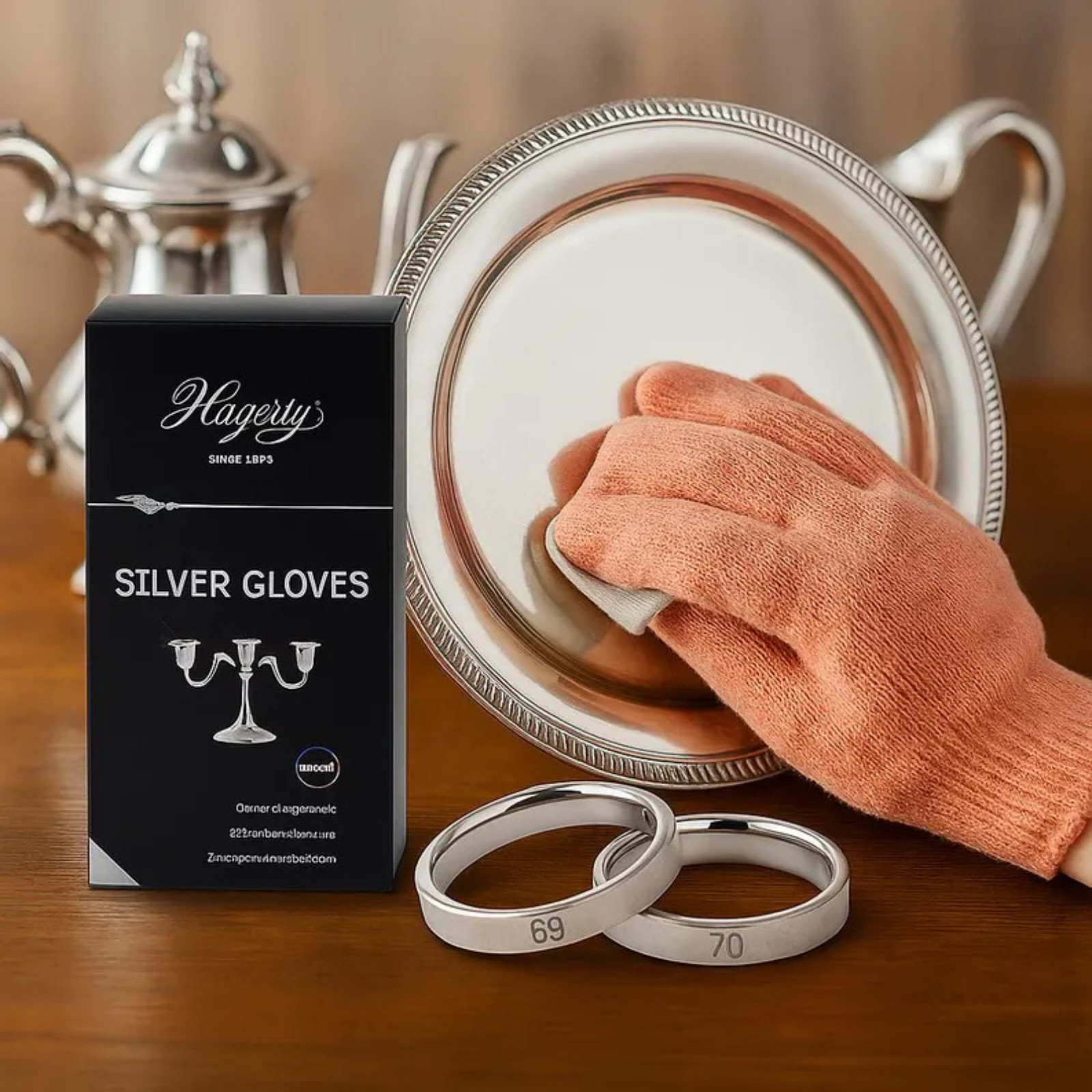 Hagerty Silver Gloves Polishing Cleaning Mitts Jewellery Cutlery Tarnish Removal