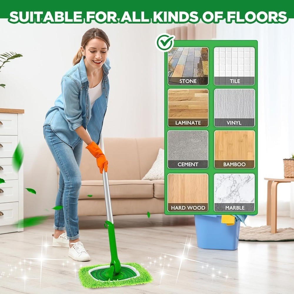 Reusable Microfiber Mop Pads Washable Wet Pads Compatible with Swiffer Sweeper