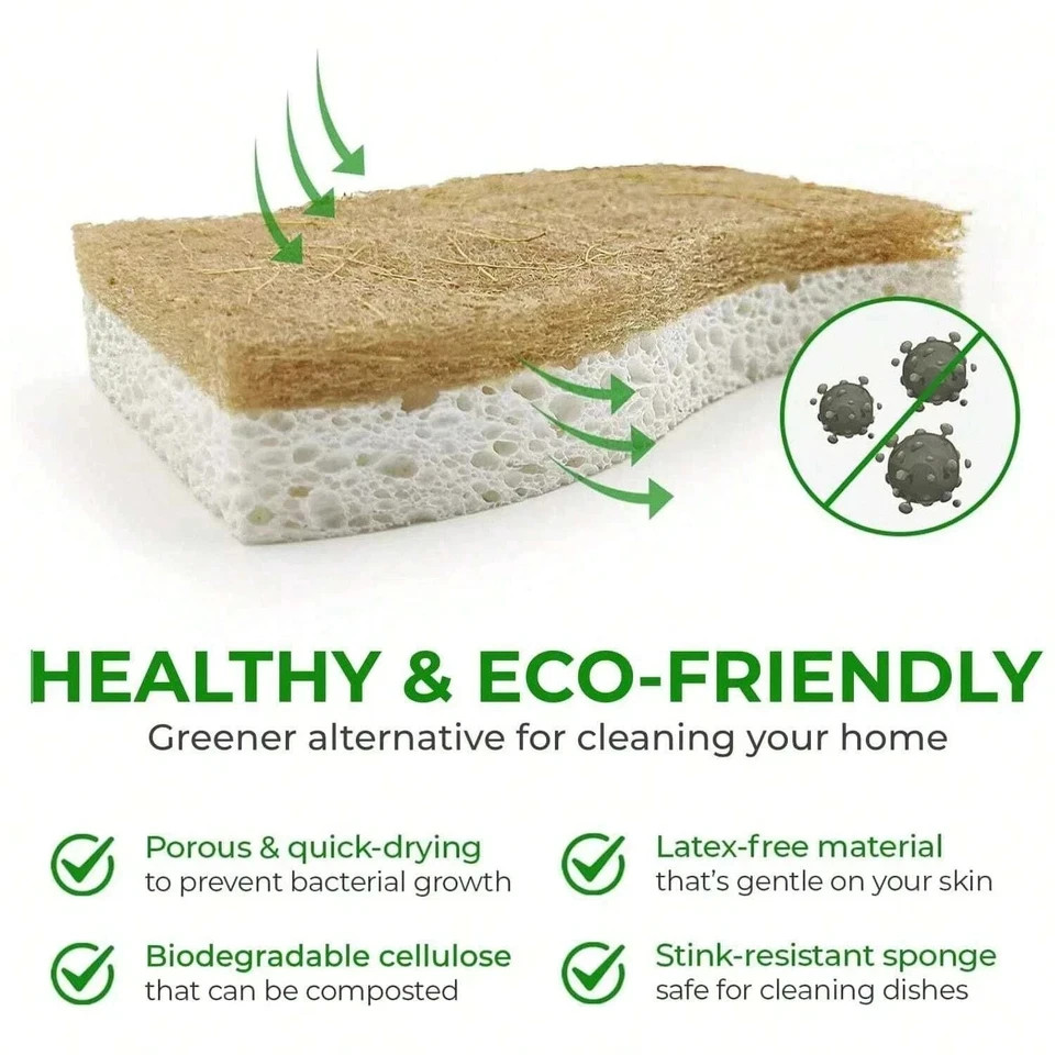 12pcs Kitchen Sponge Natural Biodegradable Eco-Friendly Dish Sponges for Kitchen