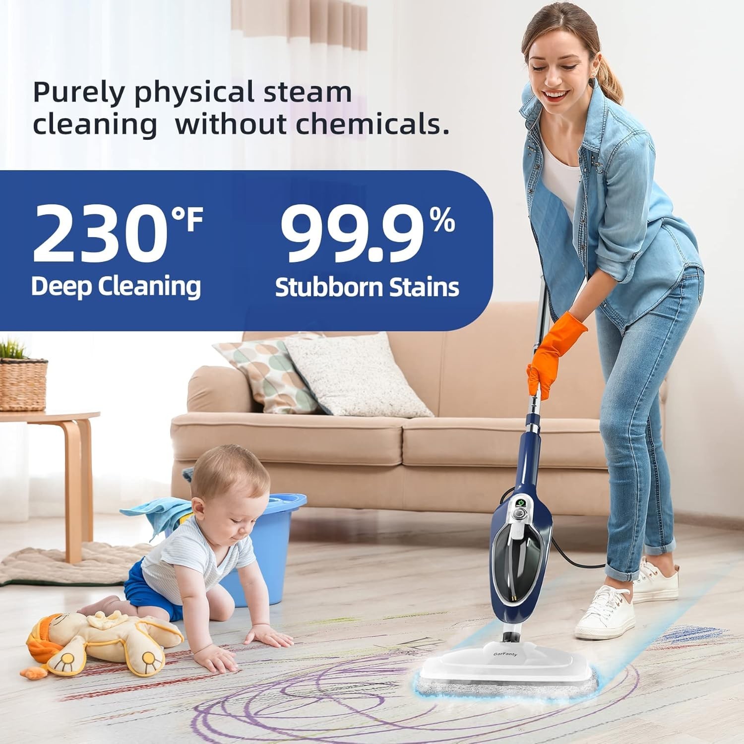 Steam Mop – 10-in-1 Floor Steamer MultiPurpose Steam Cleaner | Detachable Han…