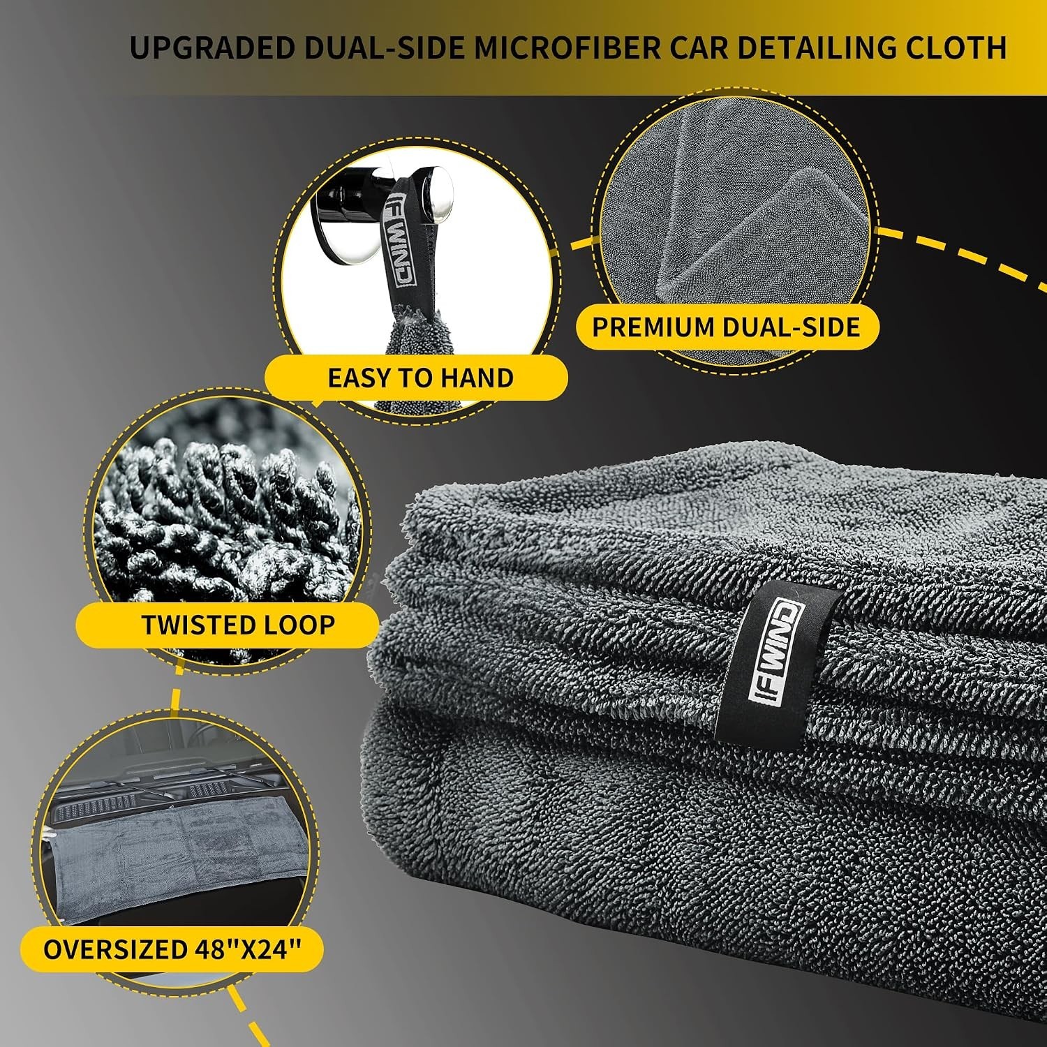 Extra Large Microfiber Car Drying Towels (48”x24”) – 2 Pack for Ultimate Care