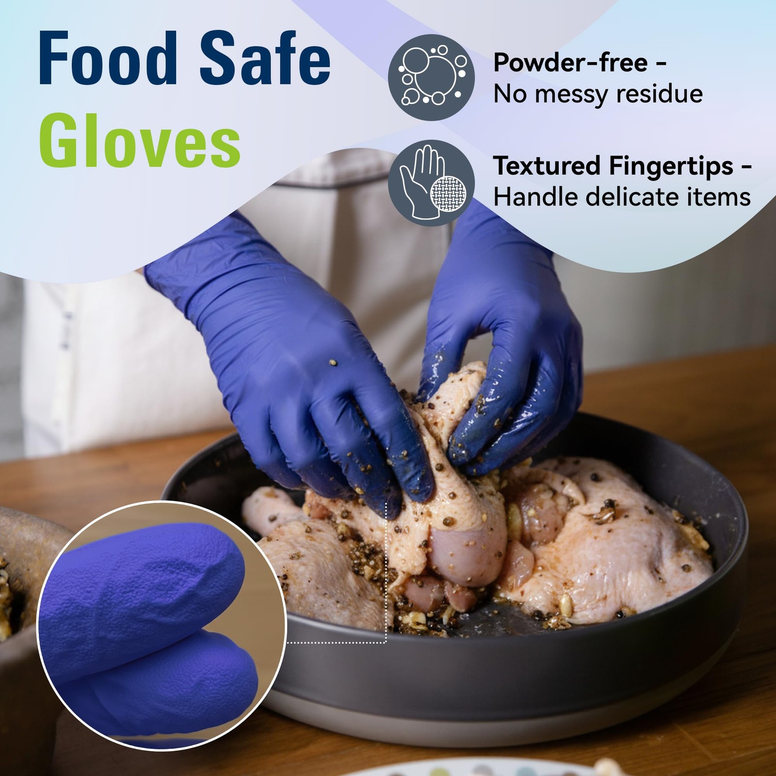 SWIFTLITE Disposable Nitrile Gloves, Food Safe, Latex-Free Small, Dark Blue