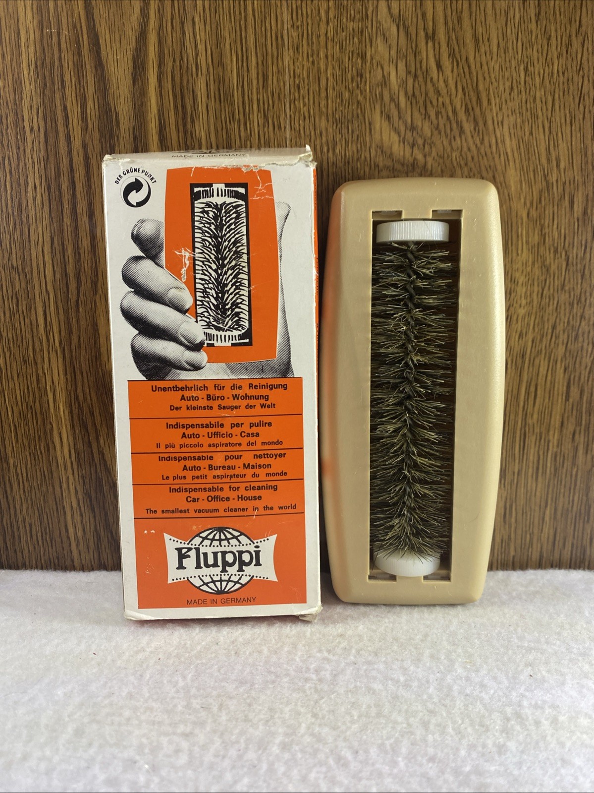 Vtg Fluppi HandHeld Sweeper Brush Germany For Car-Office-House Smallest Vacuum.