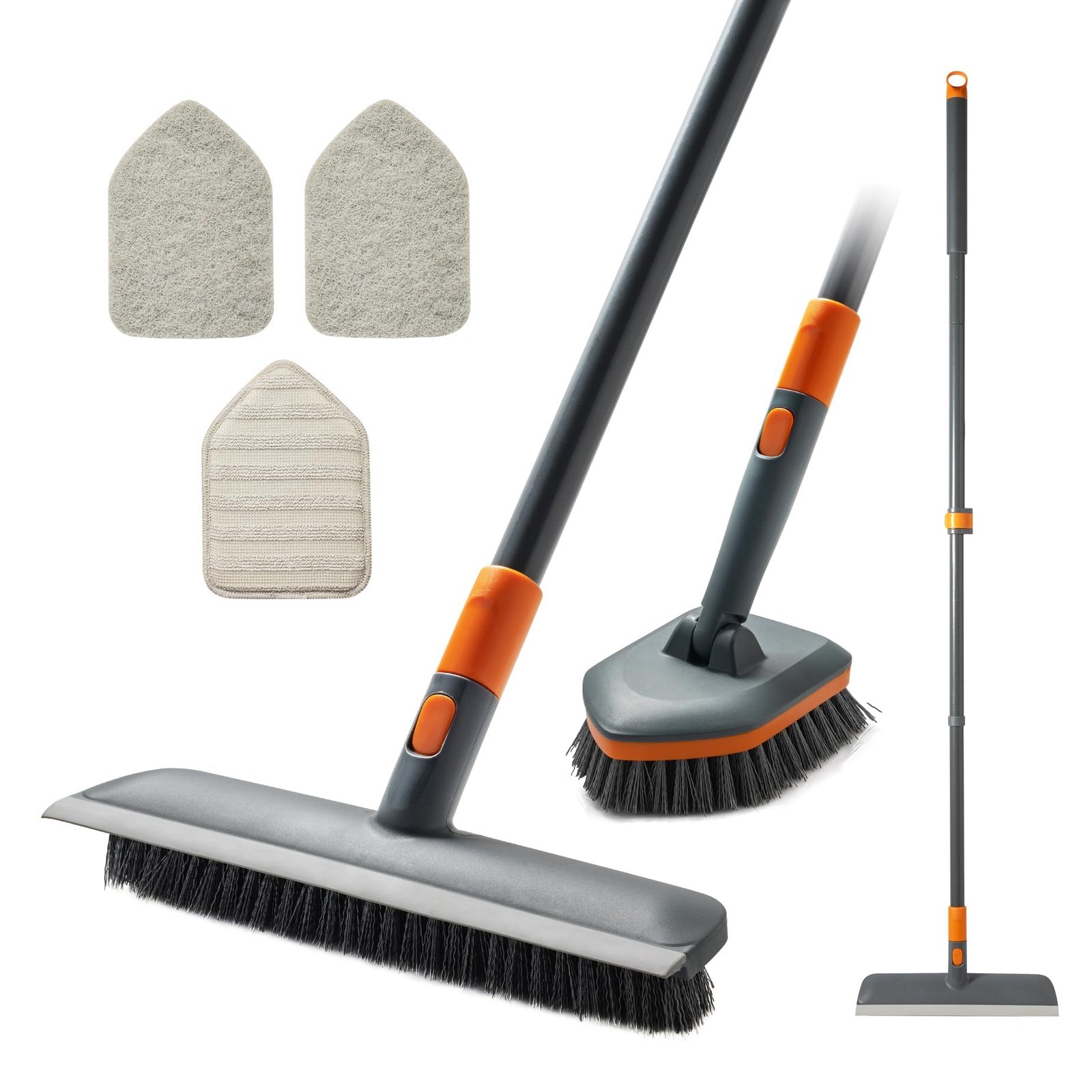4in1 Extendable Floor Scrub Brush 180 Rotate Tub Tile Squeegee