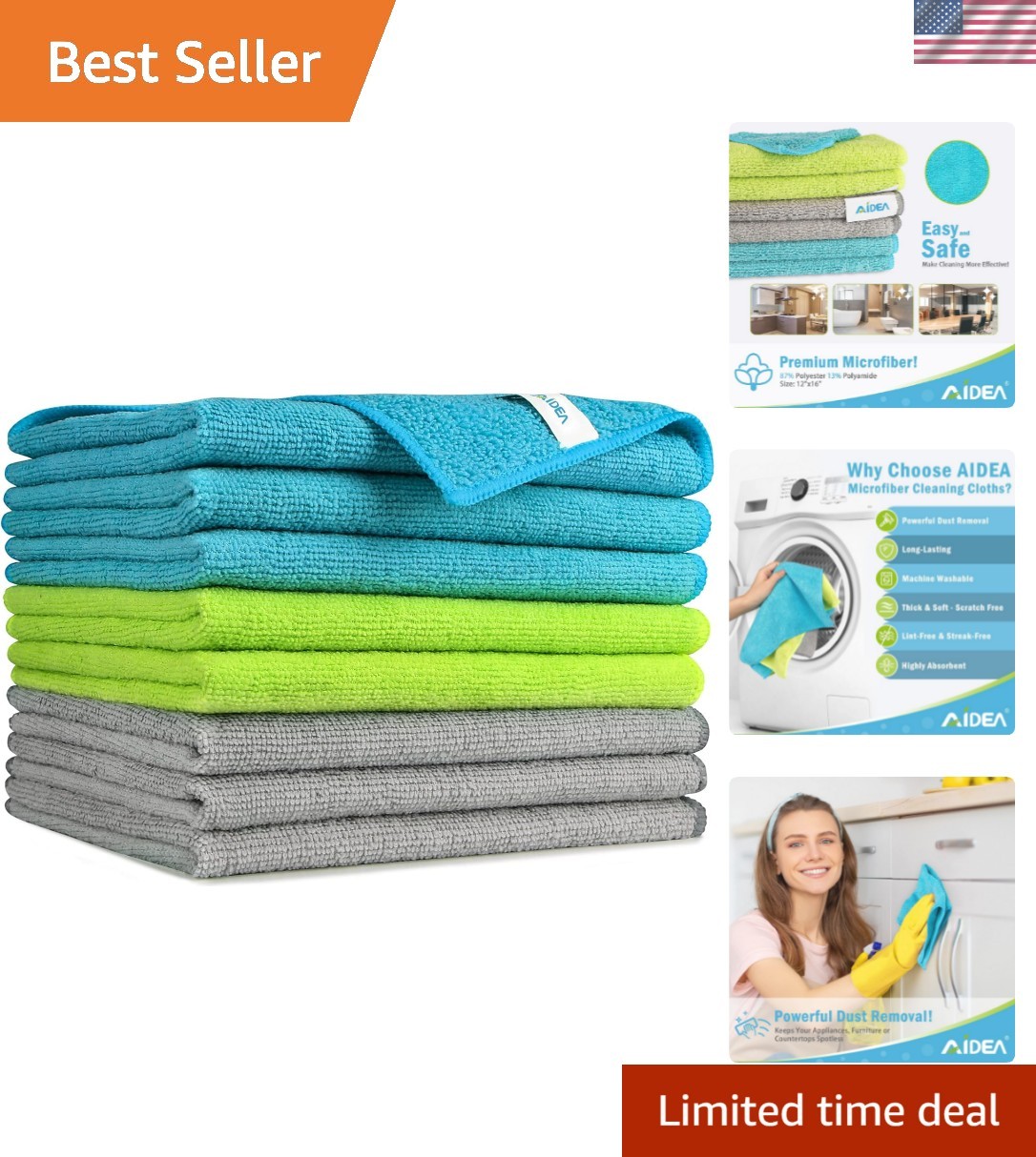 Soft & Scratch-Free Microfiber Cleaning Cloths – 8PK for Multi-Surface Cleaning
