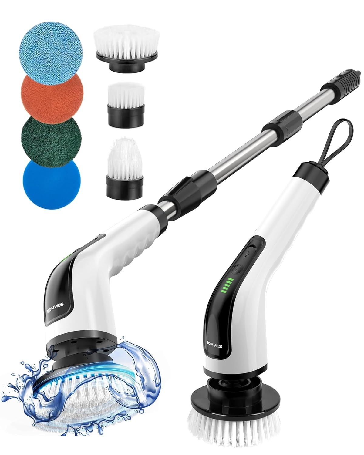 Advanced Cordless Spin Scrubber with Adjustable Length and Dual Speed Settings