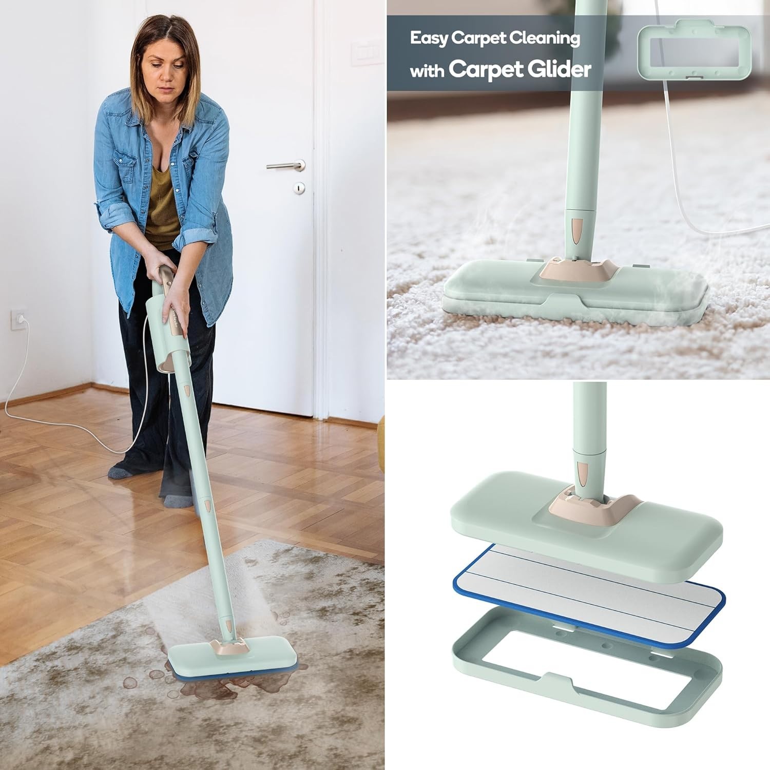 Steam Mop Handheld Cleaner Floor Steamer Carpet Cleaner Hardwood Tile Grout