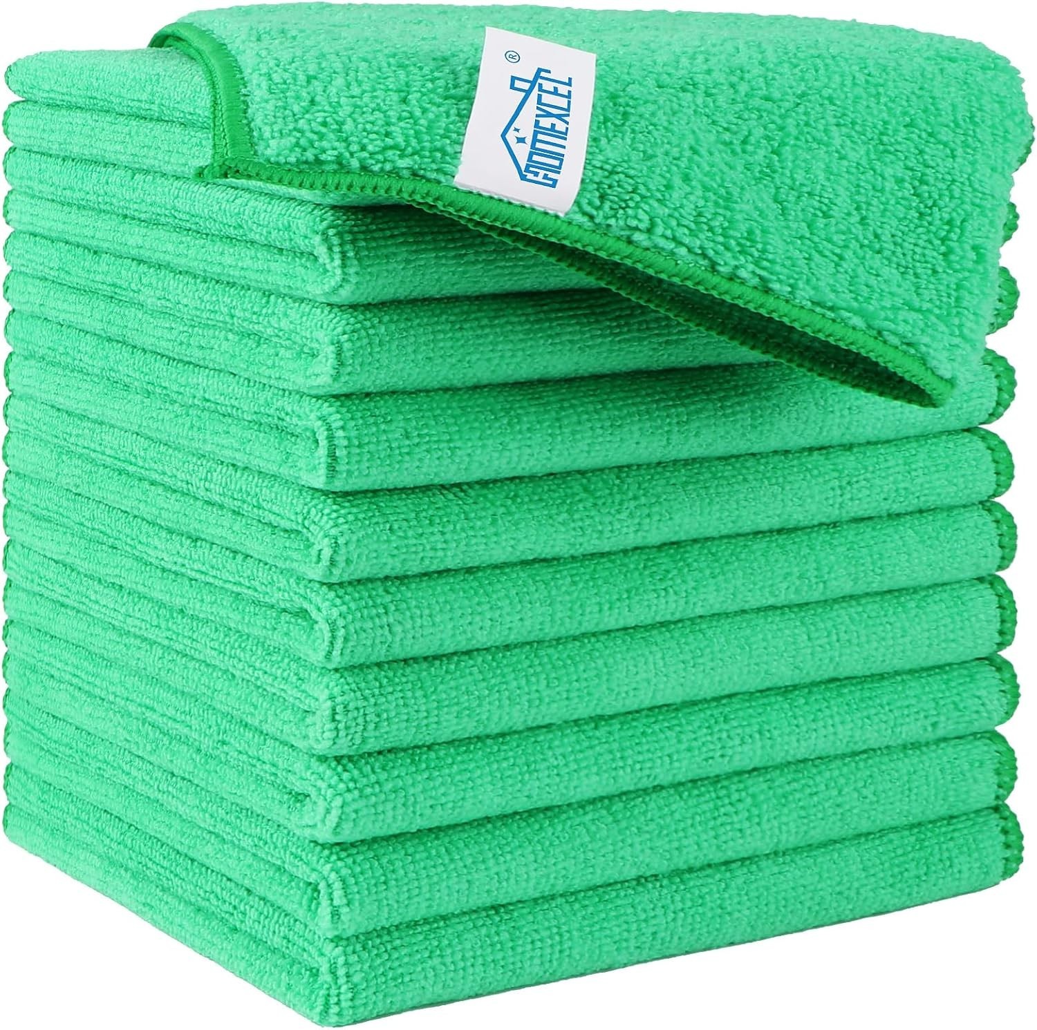 Versatile 12 Pack Green Microfiber Towels – Lint-Free & Highly Absorbent