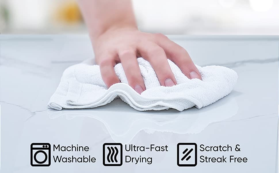 Terry Cloth Rags White Washcloths 100% Cotton 12″ Cleaning Cloths, Kitchen