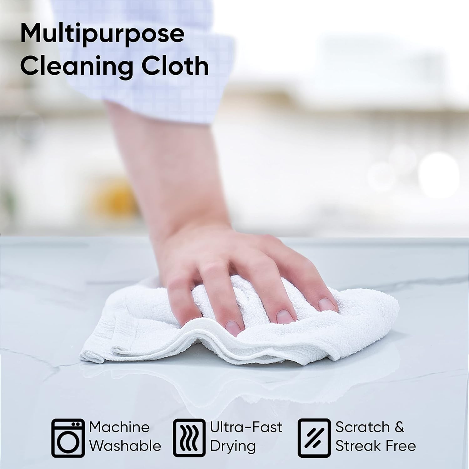 Terry Cloth Rags White Washcloths 100% Cotton 12″ Cleaning Cloths, Kitchen