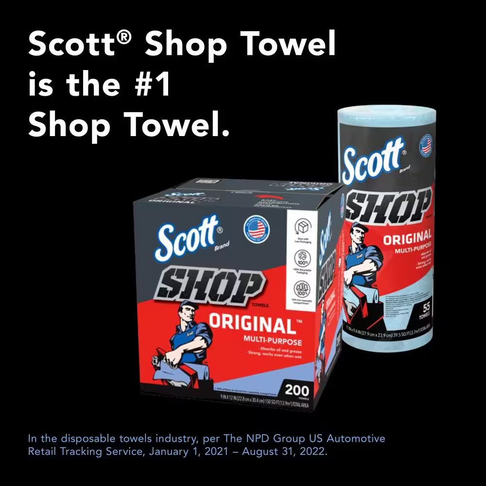 Blue 1-Ply 9X11 Shop Towel Cleaning Wipes (3-Pack Bundle of 10)