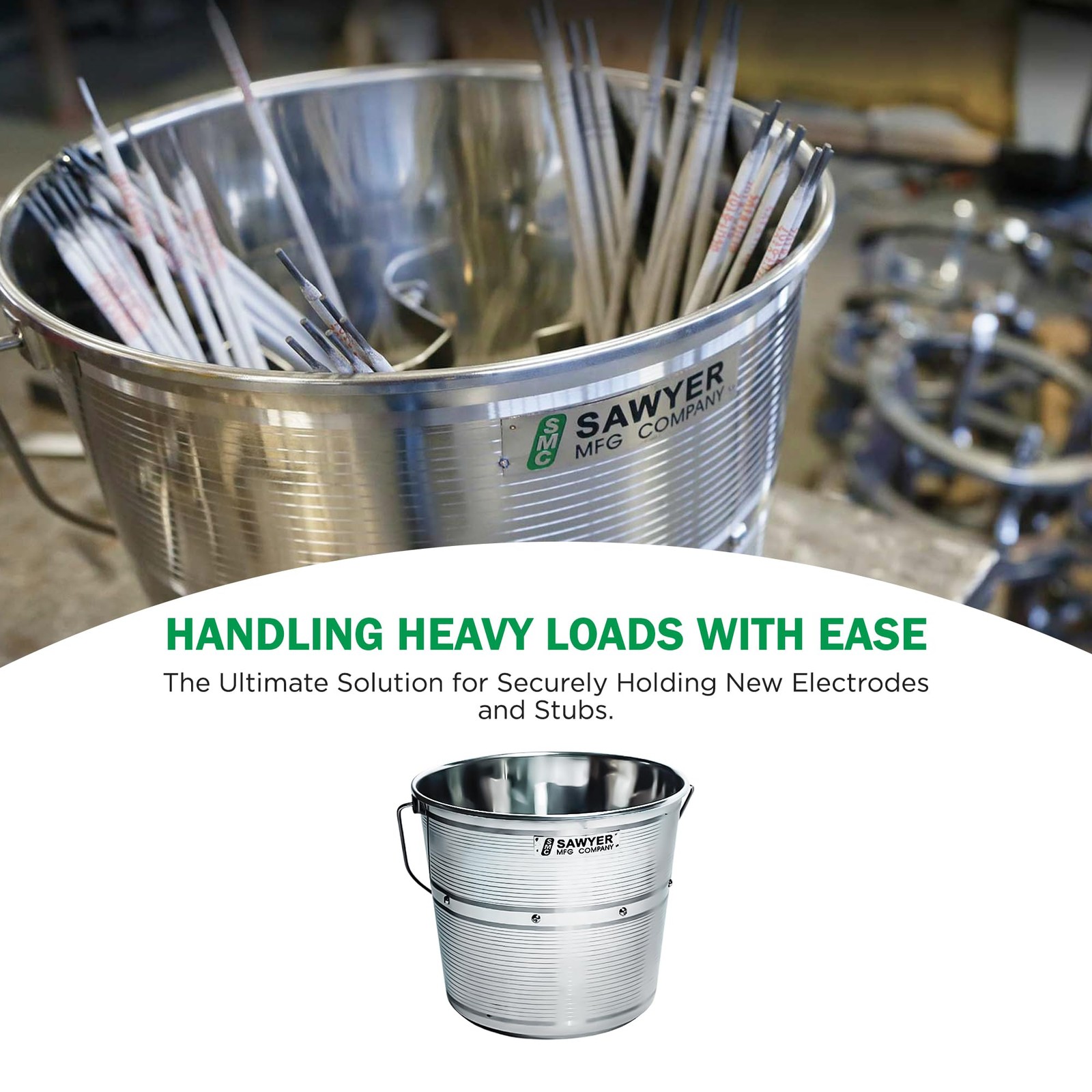 Sawyer’s Stainless Steel Welding Rod Bucket – 4.5 Gal Metal Pail with Partiti…