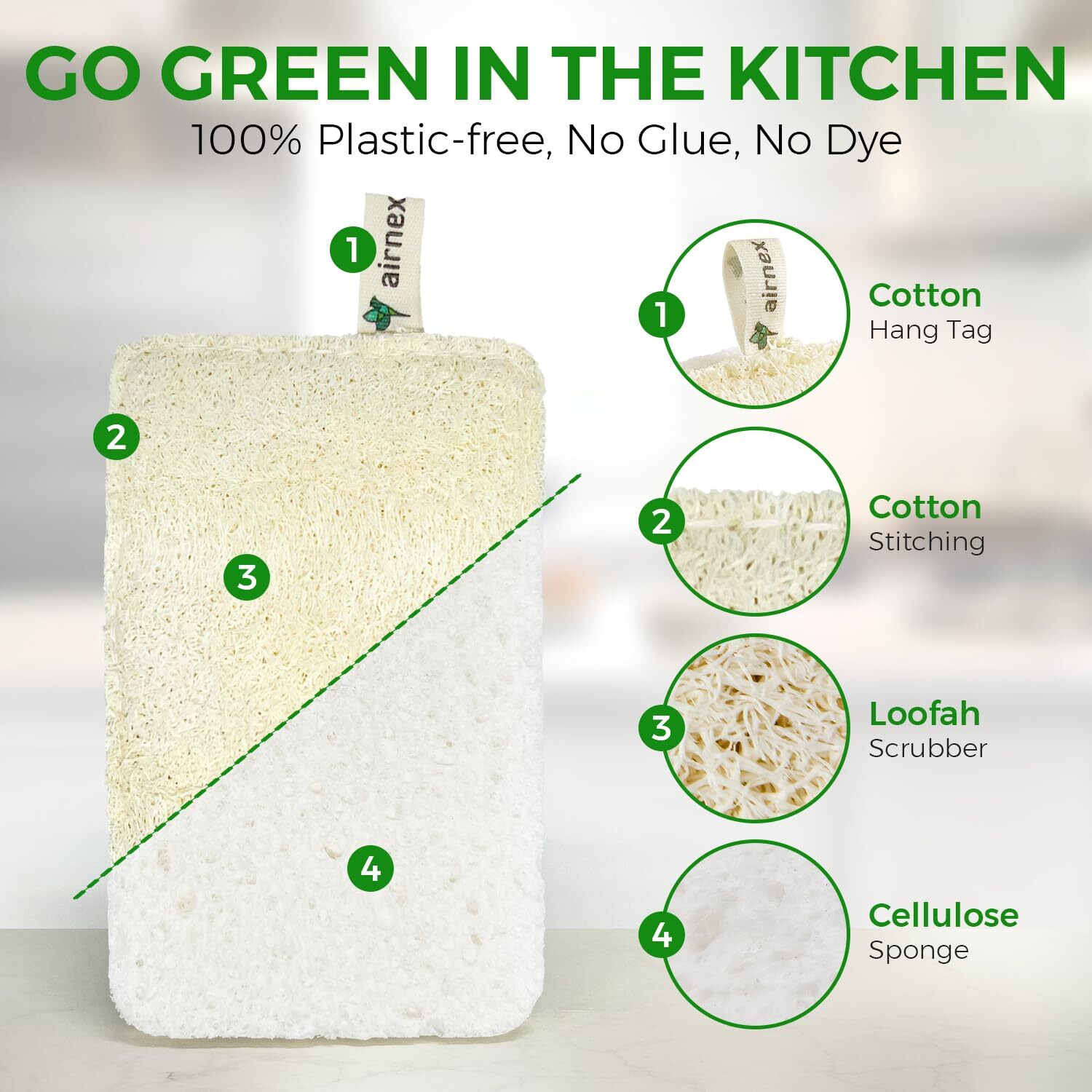 Natural Loofah Sponges For Dishes Compostable Loofah And Cellulose Kitchen Spong