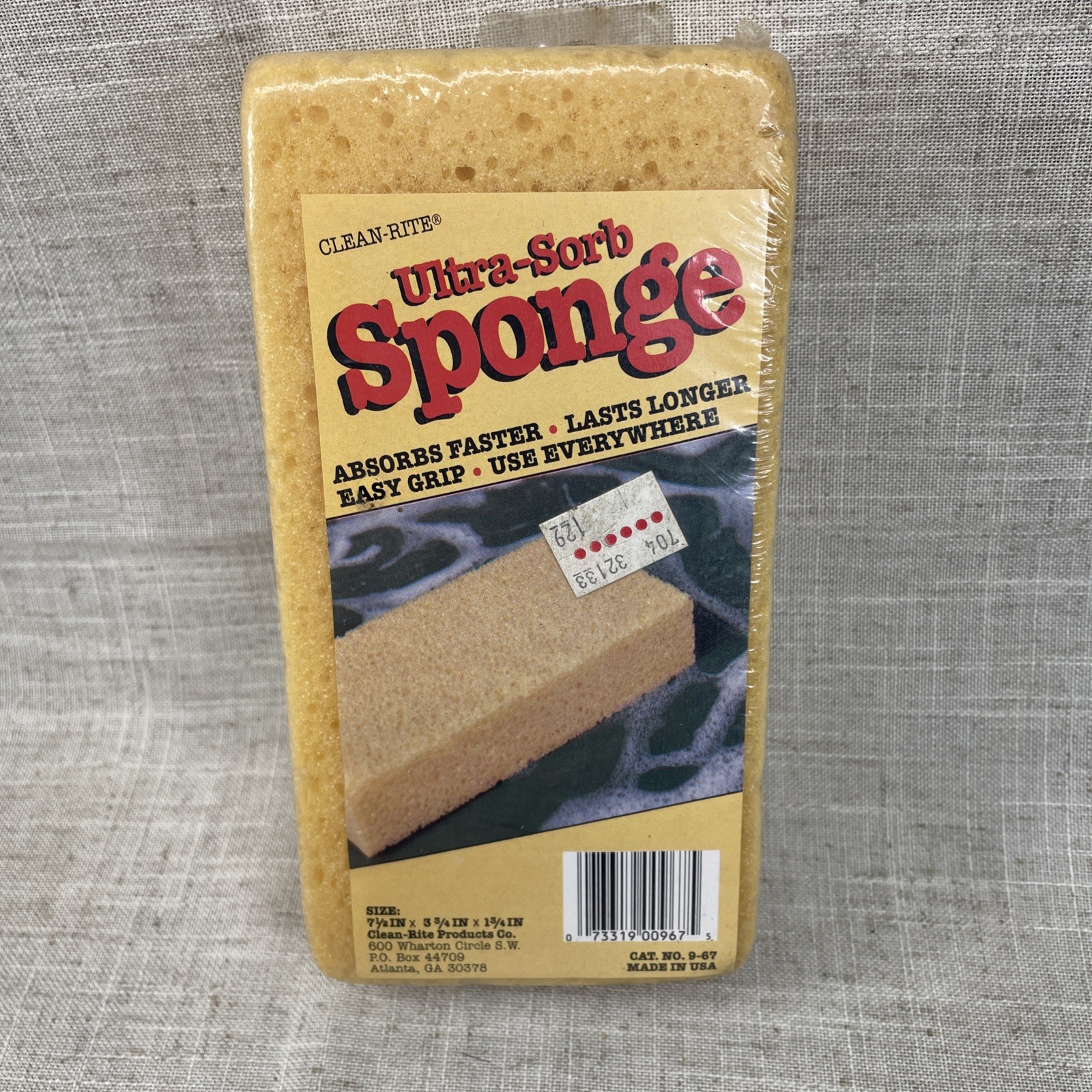 VTG New Sealed Sponge Clean-Rite Kitchen Easy Grip Ultra Sorb Atlanta USA