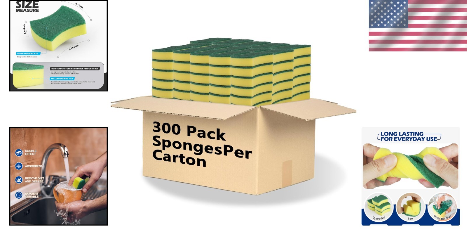 Eco-Friendly Kitchen Cleaning Sponges – 300 Pack