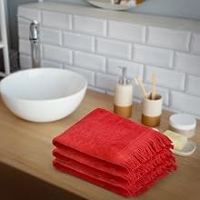 12 Pack – Hemmed Fringed Reversible Fingertip Terry Towel (Size 11″ W x 18″ L),