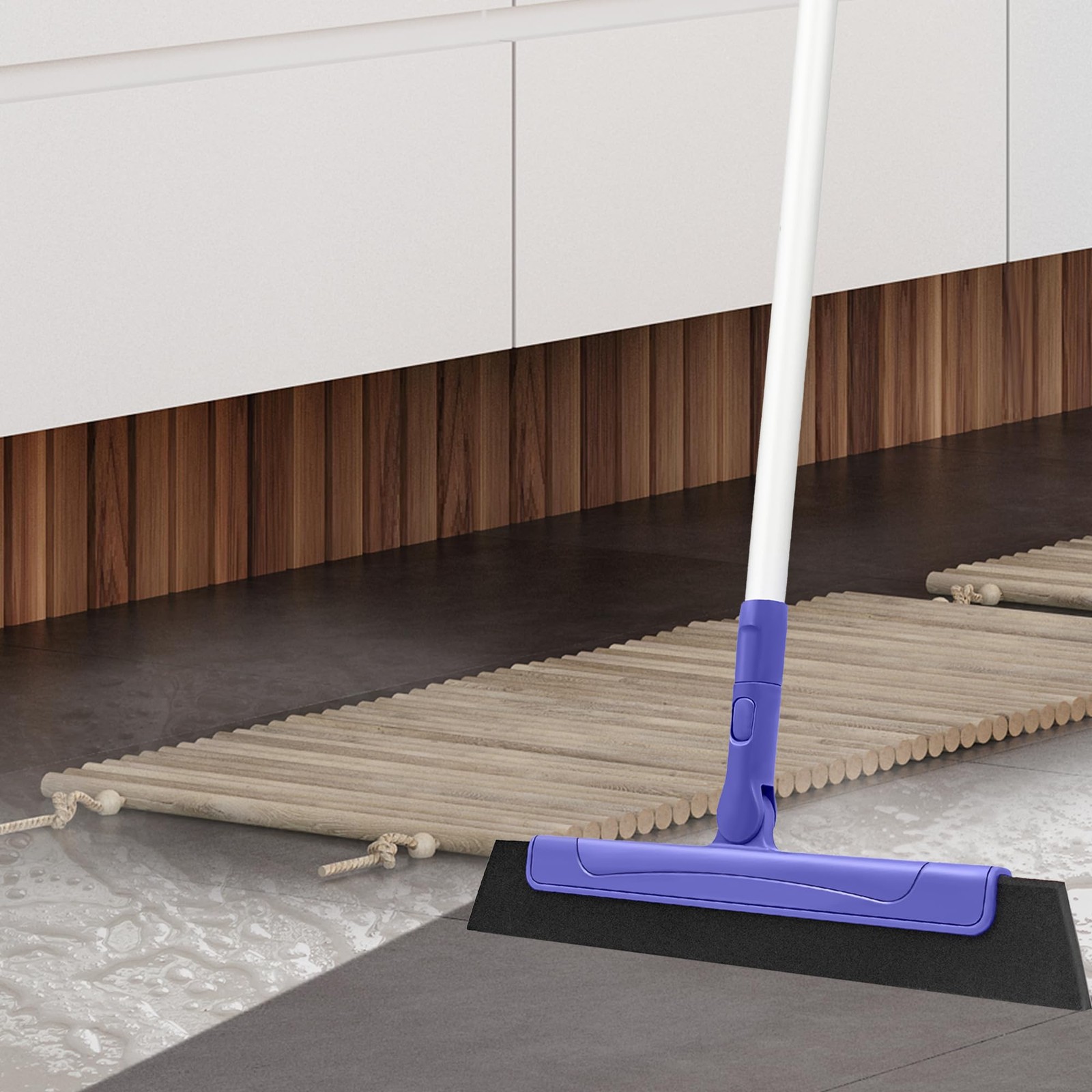 TRENNCHI Floor Squeegee with 180° Rotating Head, EVA Foam Blade Purple