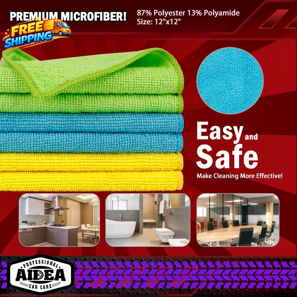 Microfiber Cleaning Cloth 50PK Microfiber Towels for Cars Premium Wash Cloths