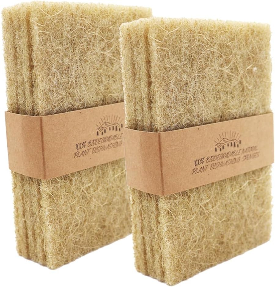 Natural Scouring Pads 10 Pack- Dish Scrubber Non-Scratch Sisal Cleaning Scrub