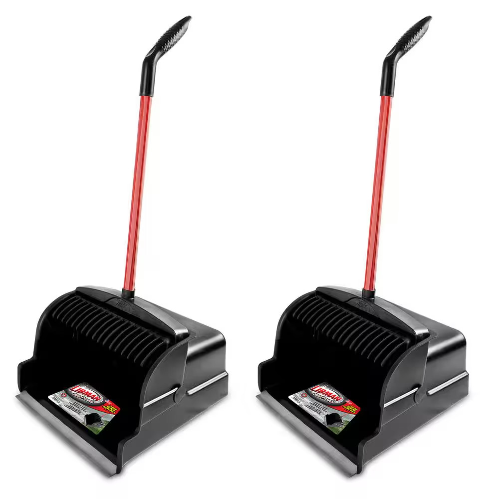 16 In. High Power Large Scoop Upright Dustpan with Steel Handle (2-Pack)