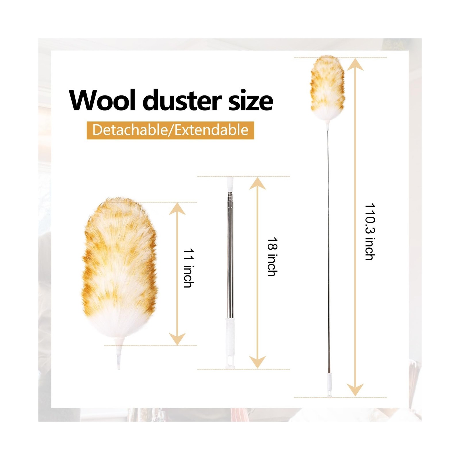 Lambswool Extendable Duster 29-110 Inch, Anti-Static Flexible Head,… Fast Ship