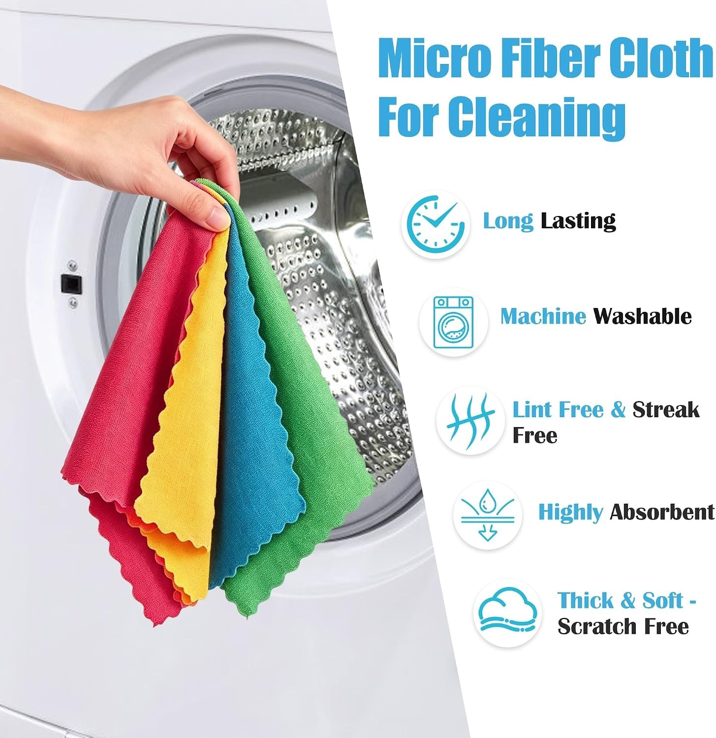 Microfiber Cleaning Cloth, 24 Pack Highly Absorbent Cleaning Rags, 4 Color Mi…