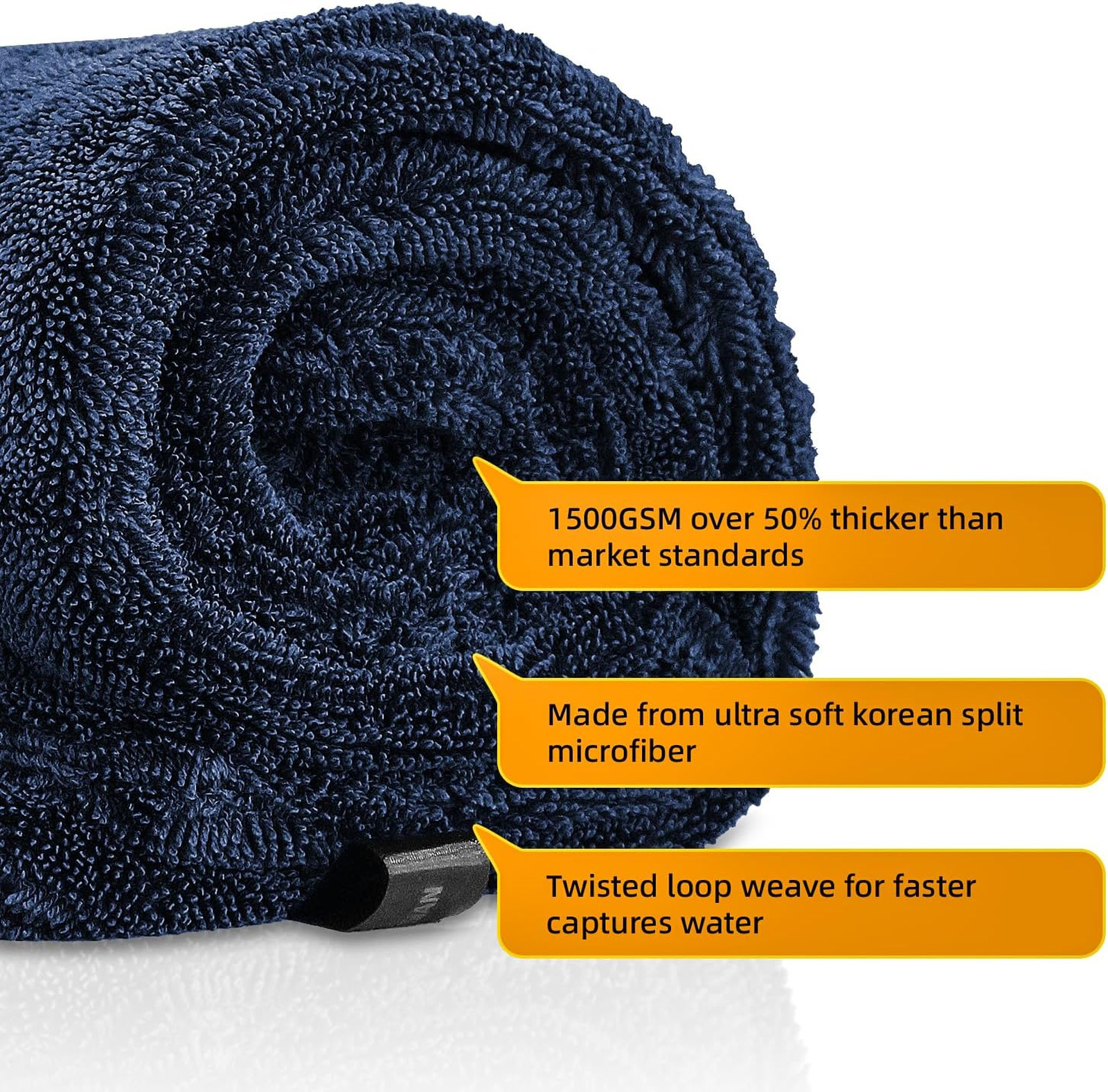Microfiber Car Drying Towel 24×36 Inches 1500GSM Twisted Loop Ultra Absorbent