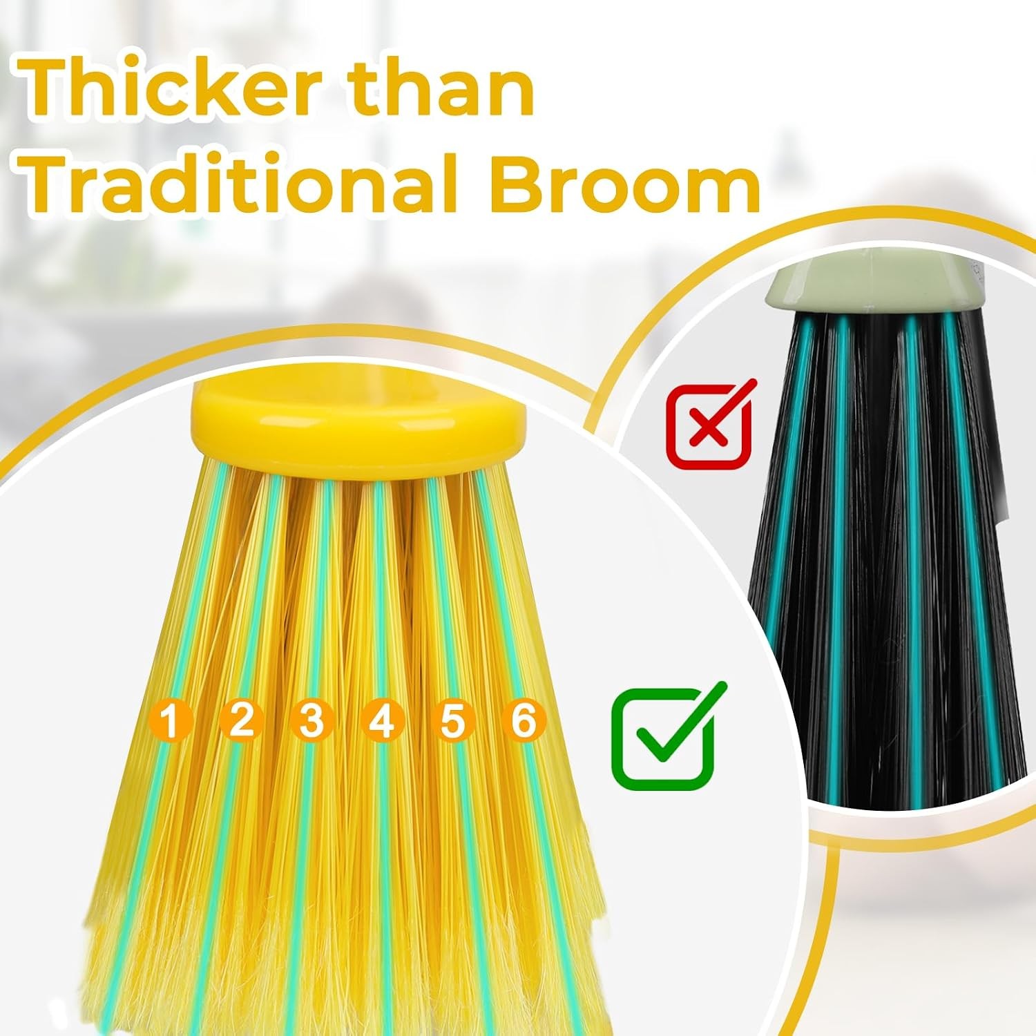 55” Soft Bristle Brooms for Sweeping Indoor/Outdoor to Clean Kitchen, Lobby