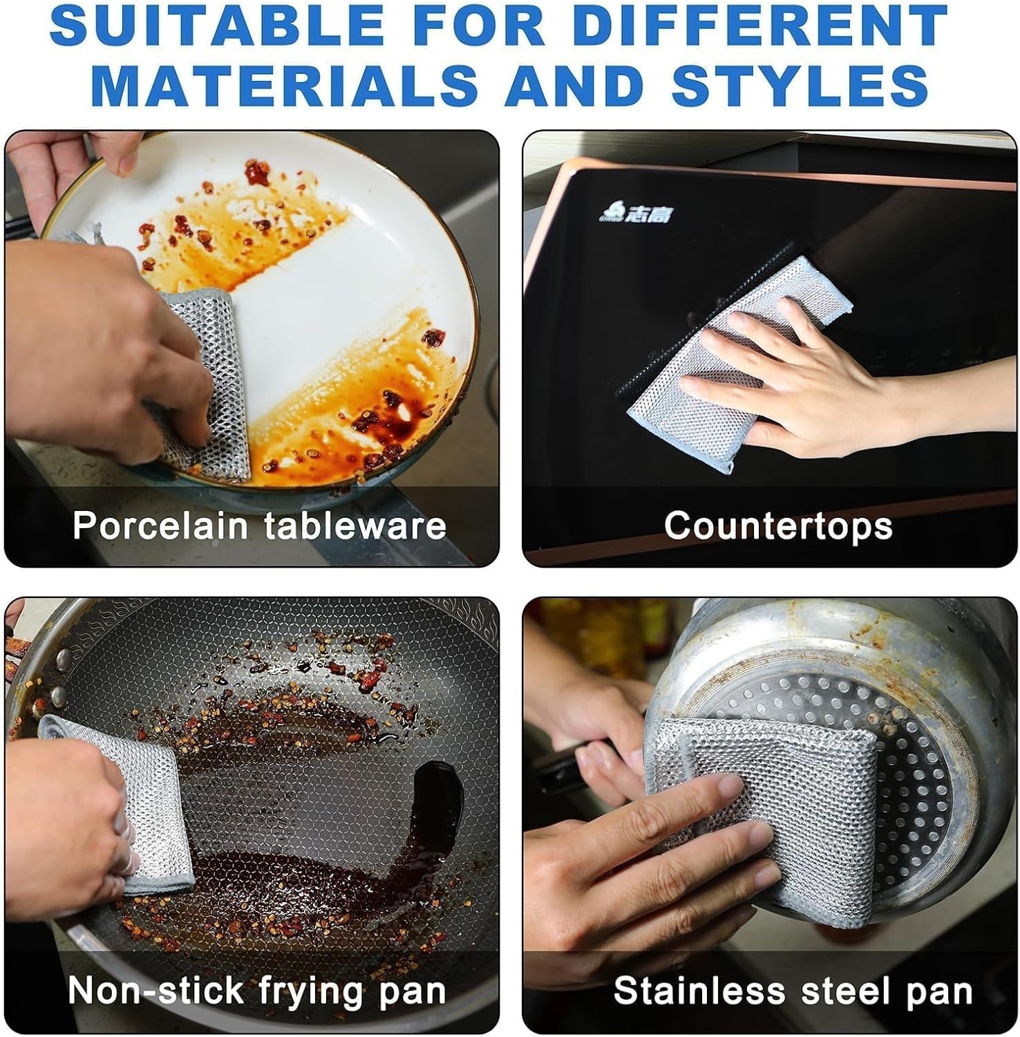 10 Pack Non-Scratch Wire Dishwashing Rags – Ultimate Kitchen Cleaning Cloths