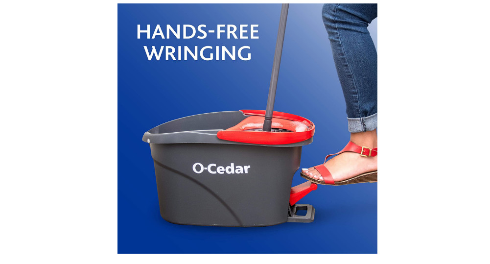 Microfiber Spin Mop Bucket Floor Cleaning System Telescopic Handle Easy Grip Red