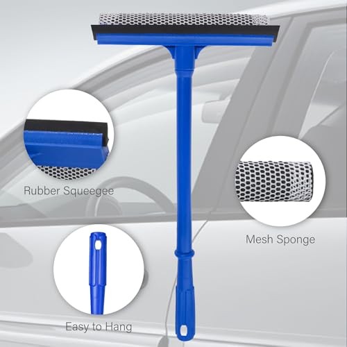 2-in-1 Car Window Squeegee and Sponge Scrubber for Home, Car, Glass, Shower,