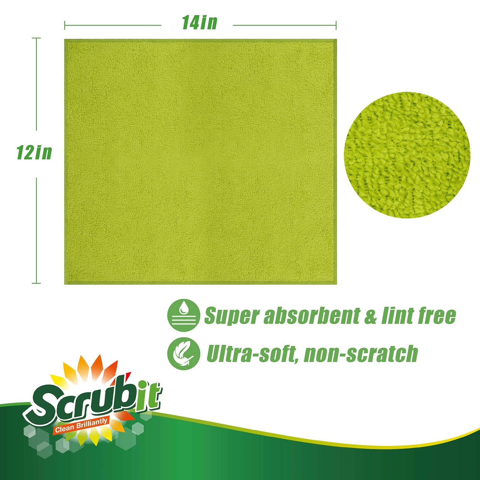 SCRUBIT Microfiber Cleaning Cloth – 8PK- Super Soft Cloths for Kitchen, Car, …