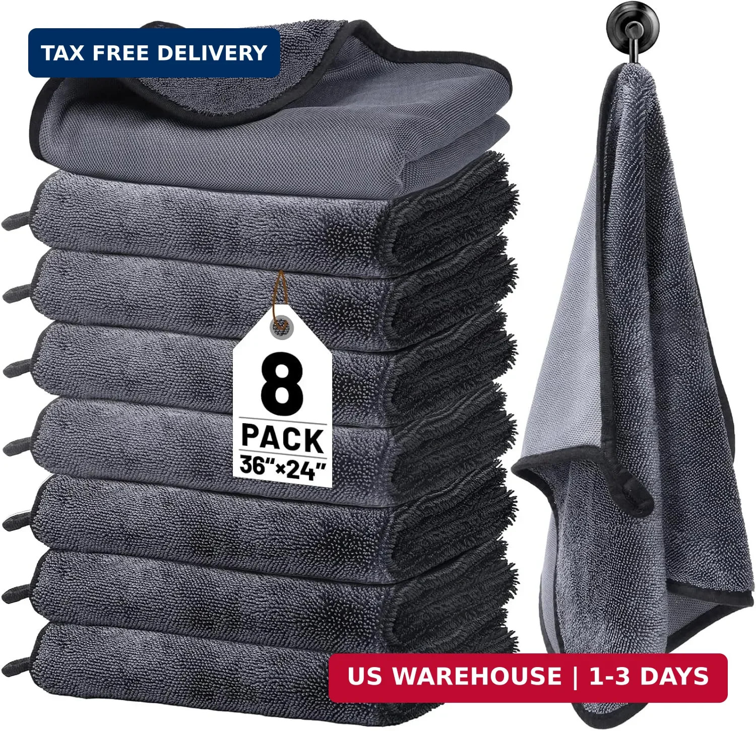 8 PCS Microfiber Towels for Cars 36×24 Inch Microfiber Cleaning Cloths Bulk Soft