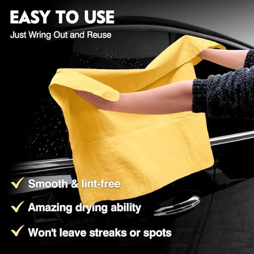 Premium Shammy Cloth for Car Drying 2pk (26”x17”)-Super 2pk 26″x17″ Yellow
