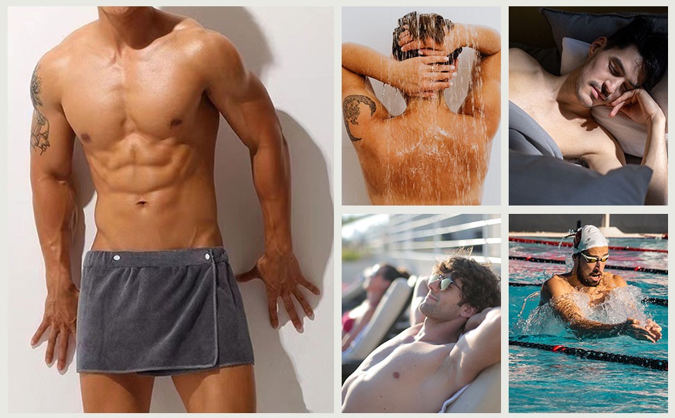 Men Boys Soft Wearable Bath Towel Short Pants Adjustable Mircofiber Towel Pool