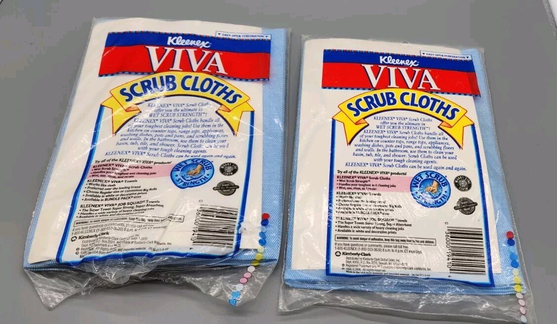 Kleenex Viva Scrub Cloths Reusable Cleaning 2 Packs Lot of 10 See Description