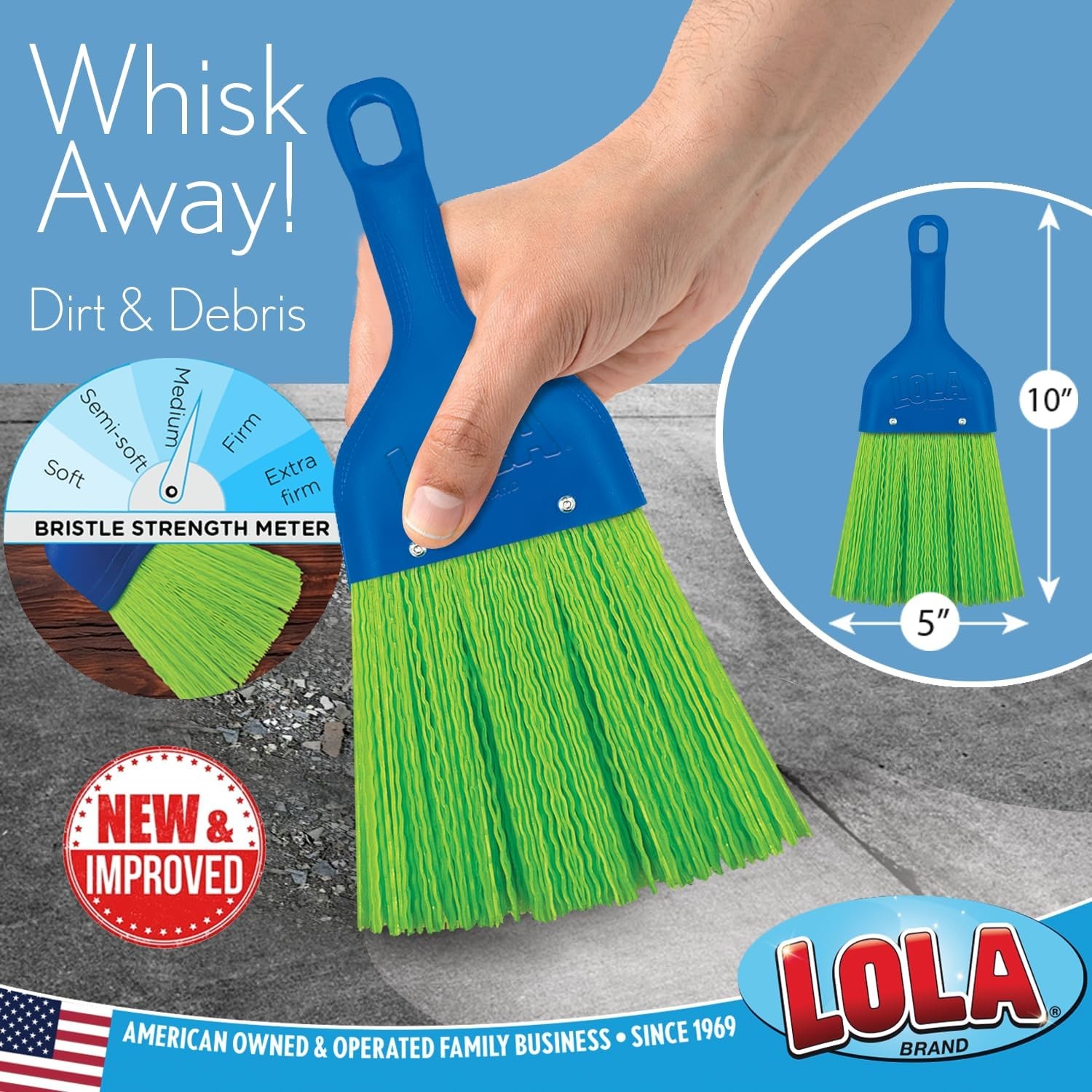 Heavy Duty Whisk Broom, Hand Brush, Durable Bristles, Whisks Away Dirt & Debris,