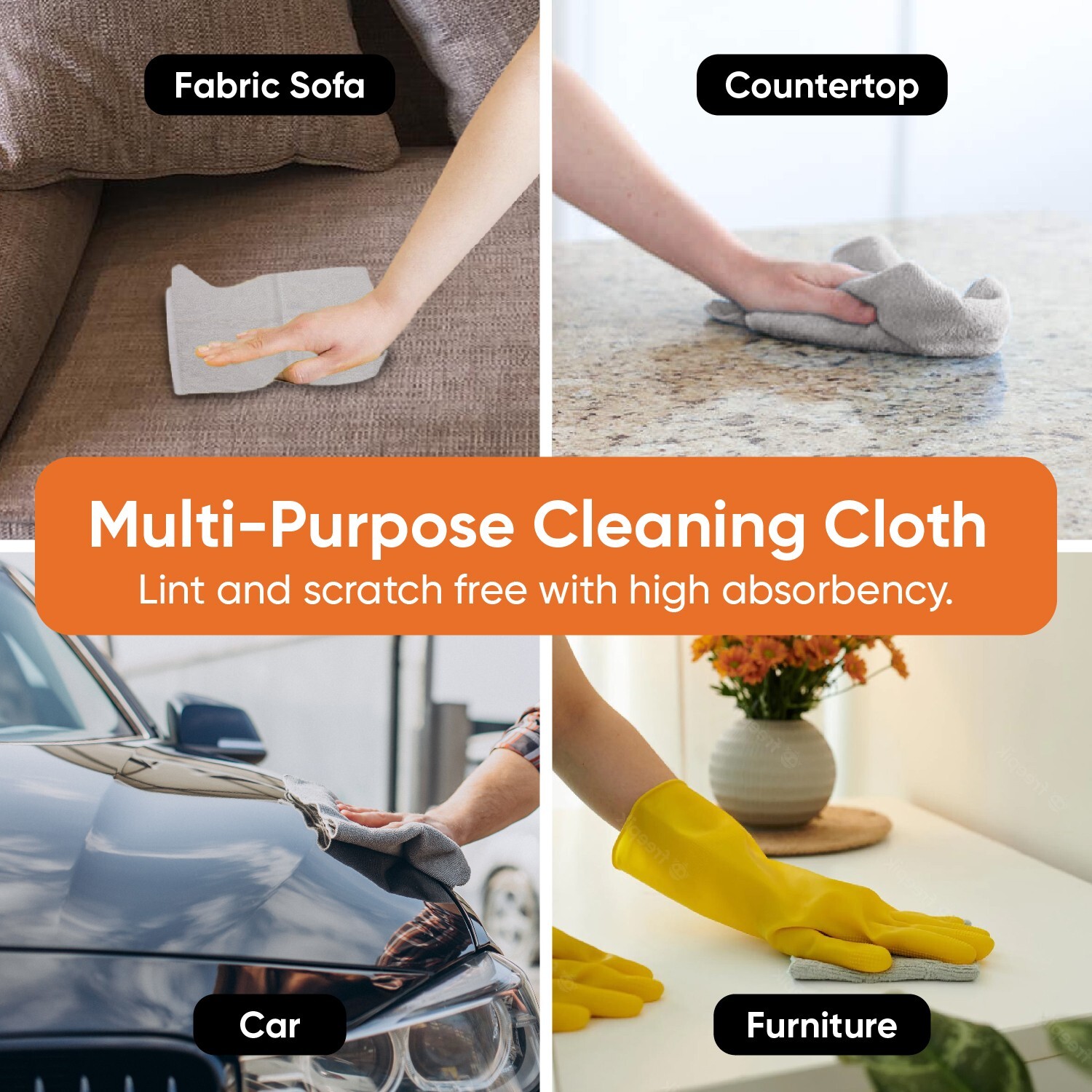 Superio 100% Cotton Terry Cloth 16″ Cleaning Rags, Facial Washcloths, 6 pack