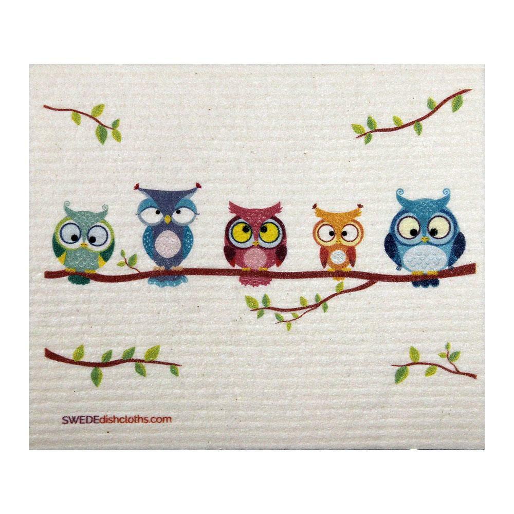 Mixed Owls Set of 3 cloths (One of each design) Swedish Dishcloths ECO Absorben