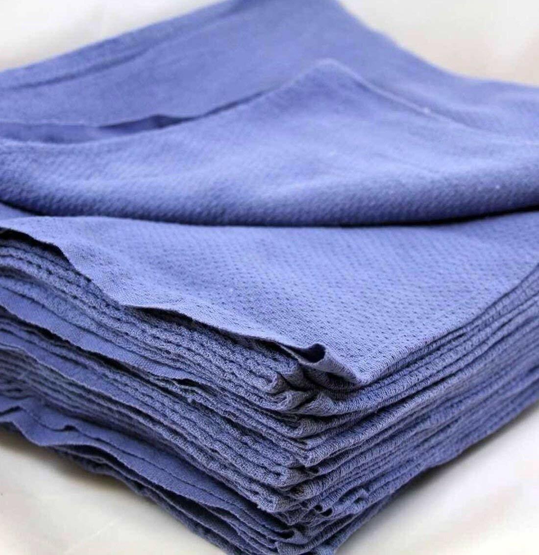 50 Count – NEW BLUE GLASS CLEANING SHOP TOWELS/HUCK/ SURGICAL/ DETAILING TOWELS