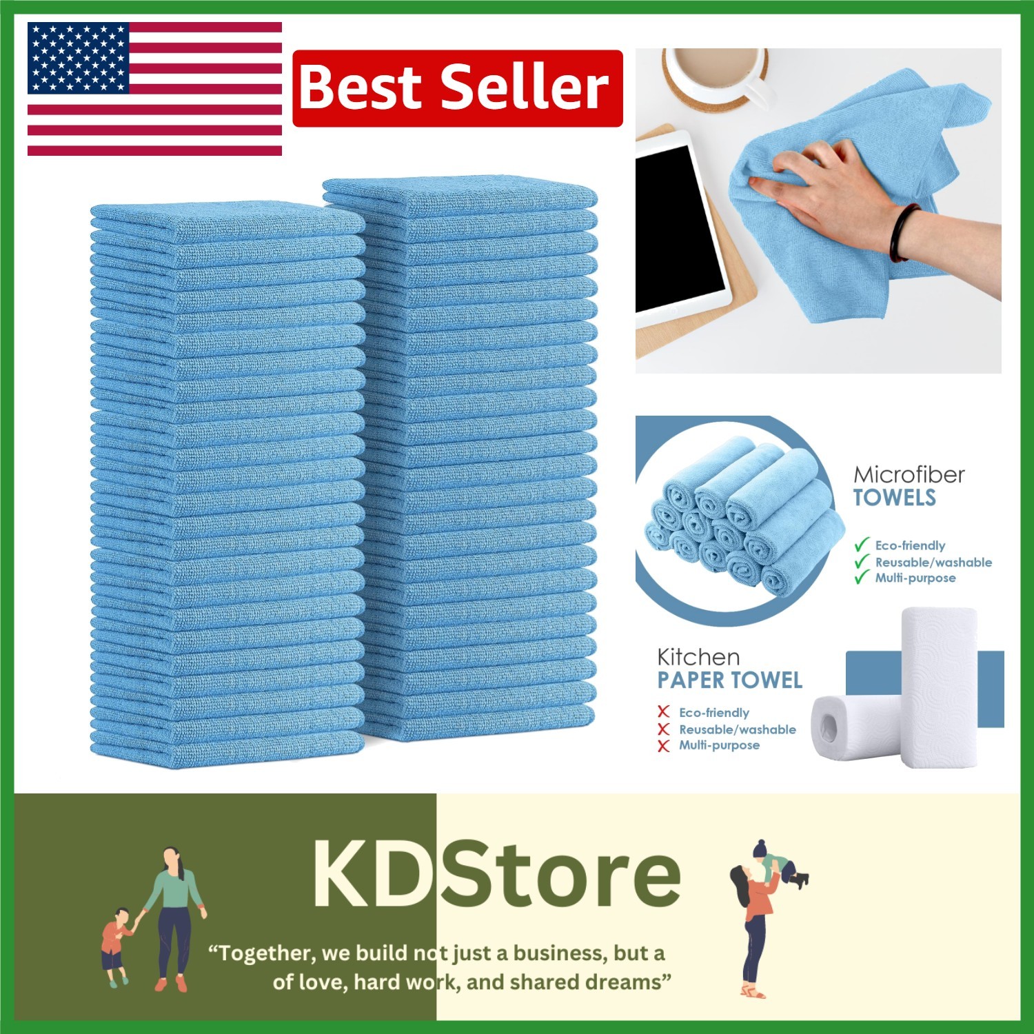 Ultra Soft Microfiber Towels 16×16 – 48 Pack, Perfect for Delicate Surfaces