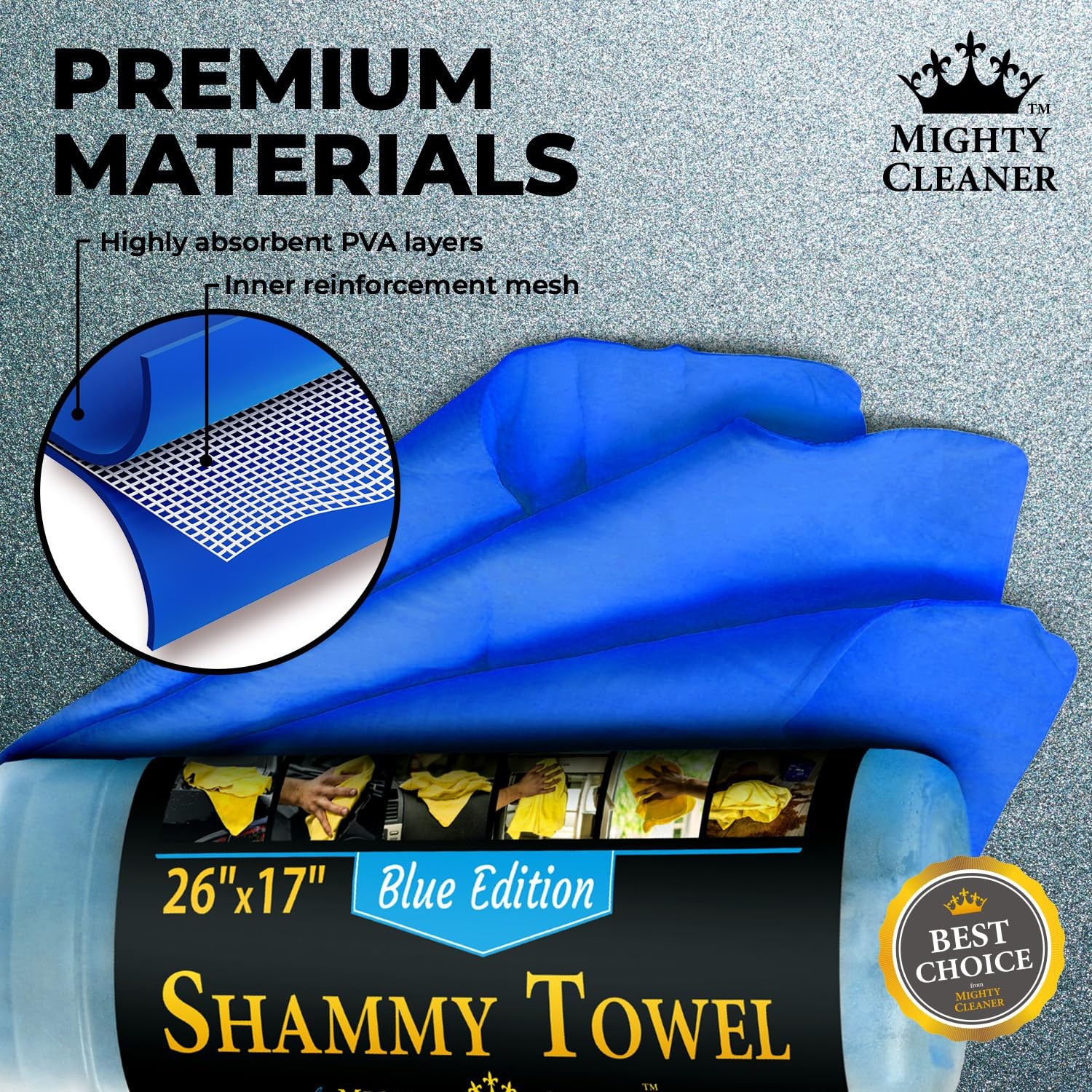 26×17 Inch Premium Shammy Cloth Car Drying Super Absorbent Chamois Towel Soft