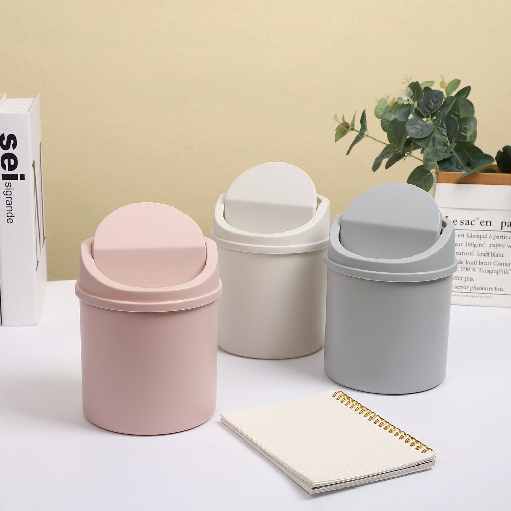 Modern Mini Dustbin Solid Color Desktop Plastic School Office Accessories Kawaii