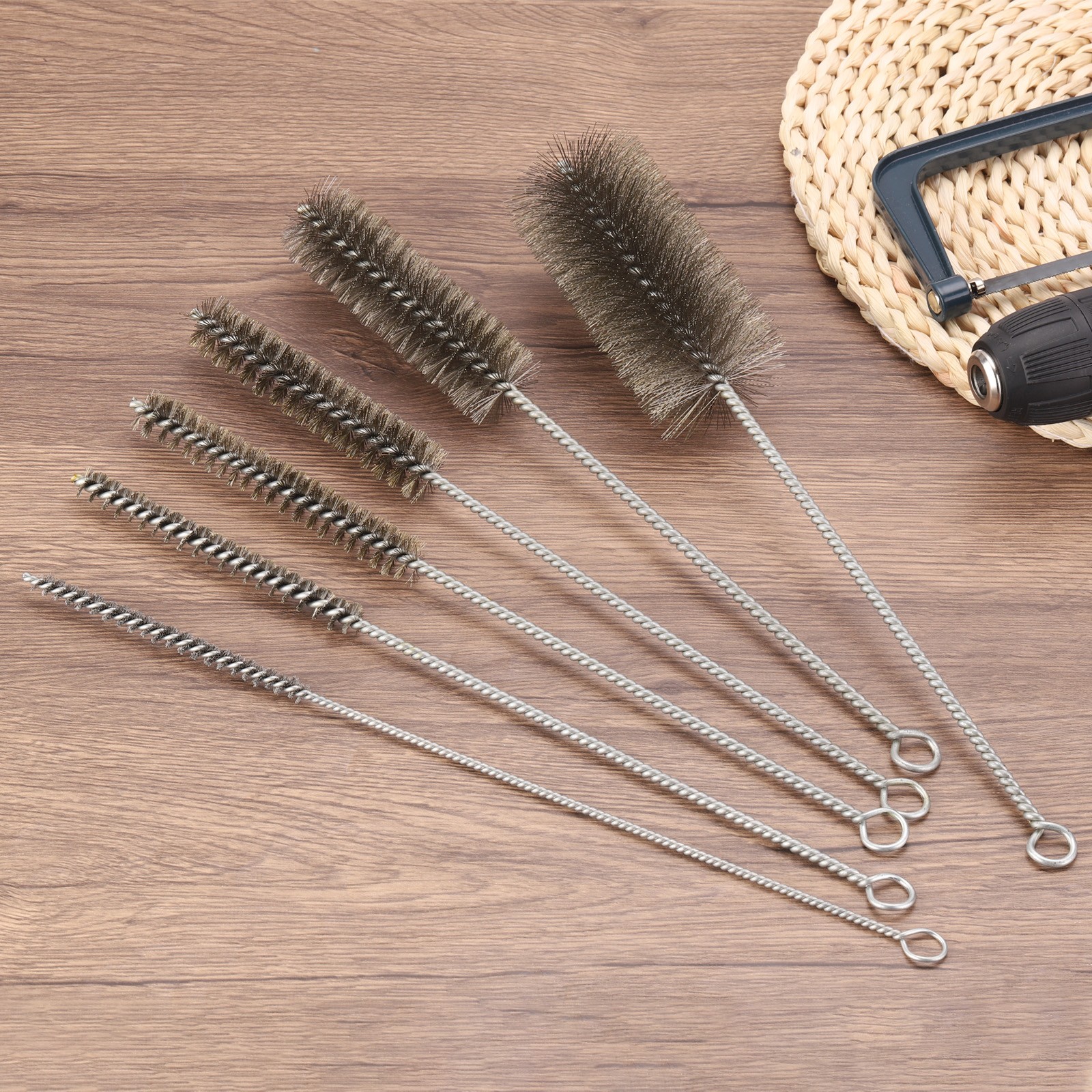 12″ Wire Tube Brush, 4Pcs 0.6″ Dia Stainless Steel Cleaning Brush, Silver