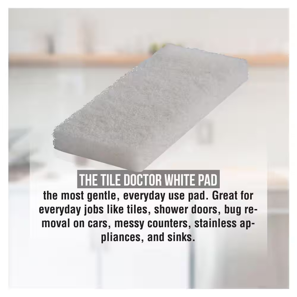 4.5 In. X 10 In. X 1 In. White Scrub Pad Light Duty (6-Pack)