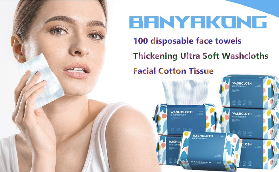 100 Count Disposable Face Towel,Thickening Ultra Soft Washcloths,Facial Cotton