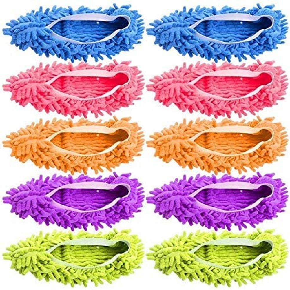 5 Pairs Microfiber Mop Slippers Shoes Reusable Washable Floor Cleaning