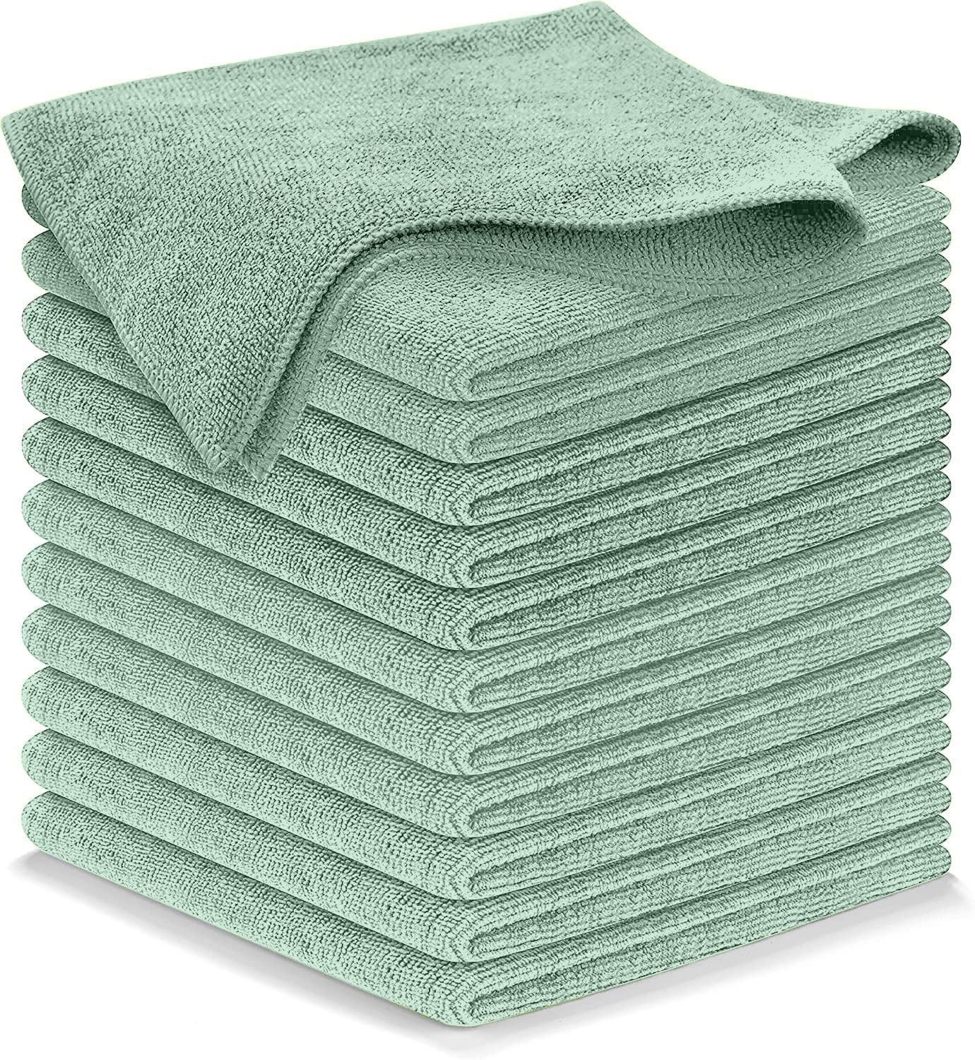 Microfiber Cleaning Cloths – 12 Pack Sea Green, Ultra Absorbent, Streak-Free Shi
