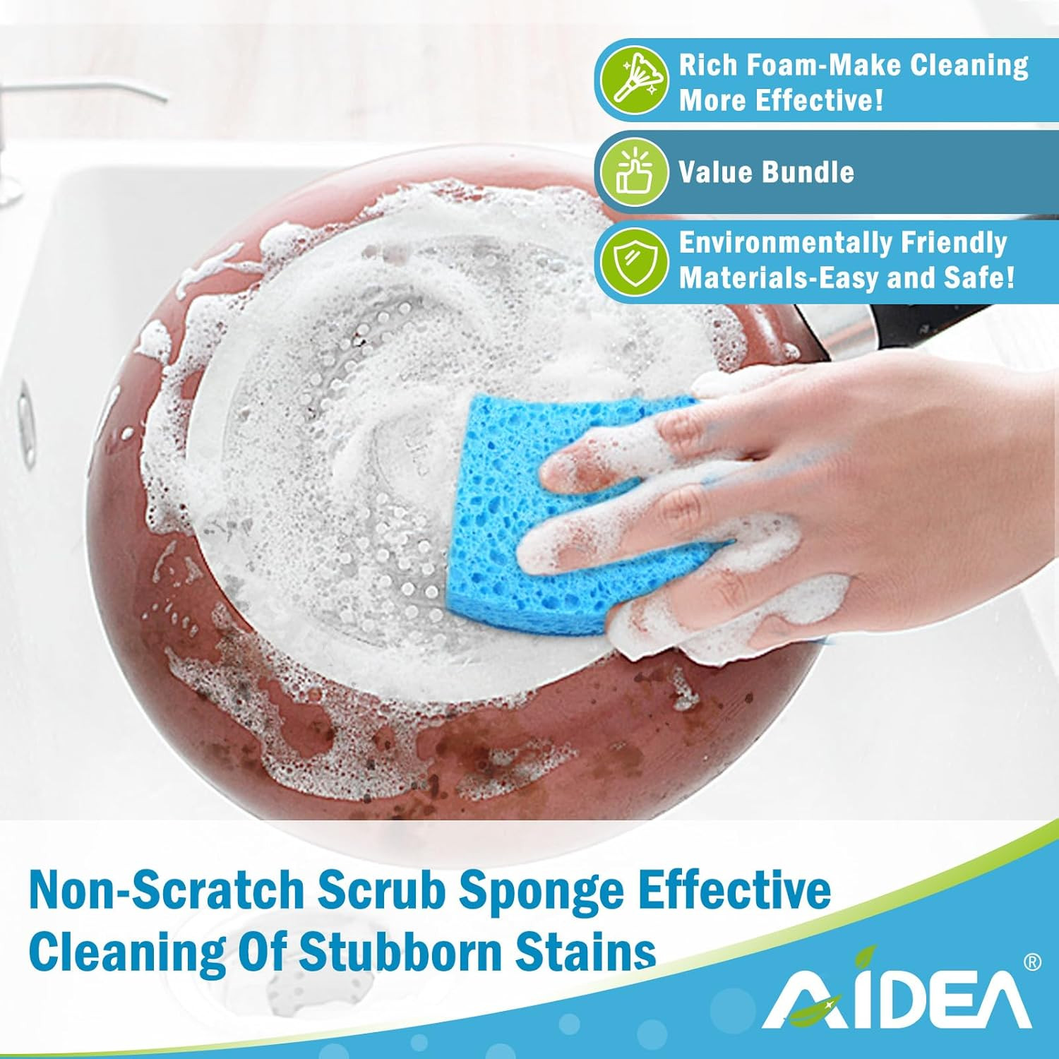Sponges Kitchen-6Count, Non Scratch Scrub Sponge, Dish Sponges | Cleaning Sponge